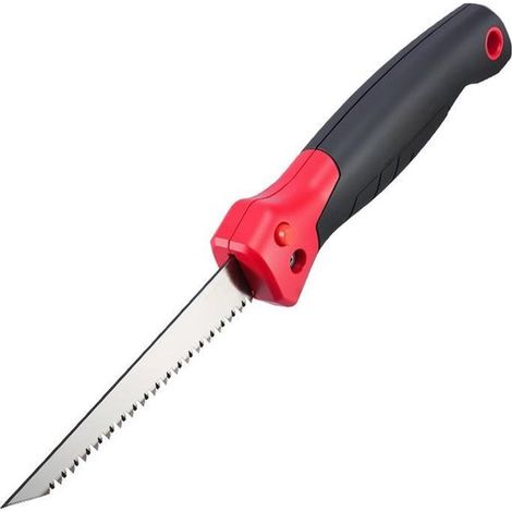 Sega pieghevole, sega per cartongesso, lama per sega a doppio materiale da 132 mm, denti della sega su 3 lati, sistema di bloccaggio a pulsante, impugnatura morbida ed ergonomica a doppio materiale (1/5)