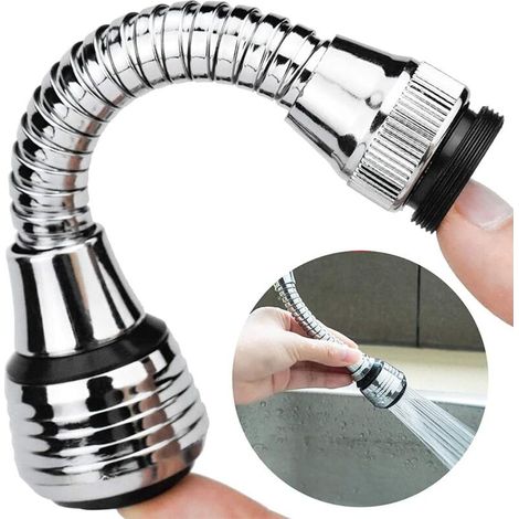 DOITOOL Flexible Faucet Extension Tube – 360° Rotatable, Splash-Proof Nozzle For Kitchen Sink & Bathroom Taps, Orange/Stainless Steel
