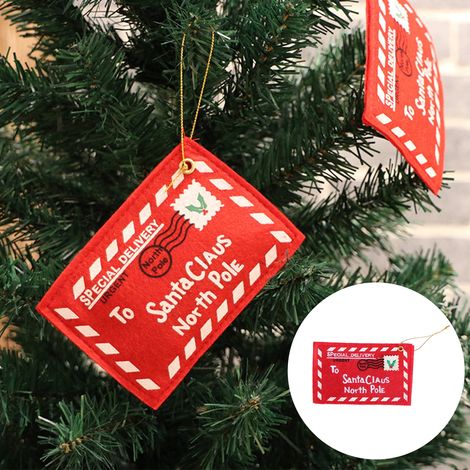 Enveloppe De Noël - Tissu Rouge - 12 x 8 cm - Décoration Réutilisable Pour Arbre De Noël Et Guirlandes - Lot De 10 (1/5)