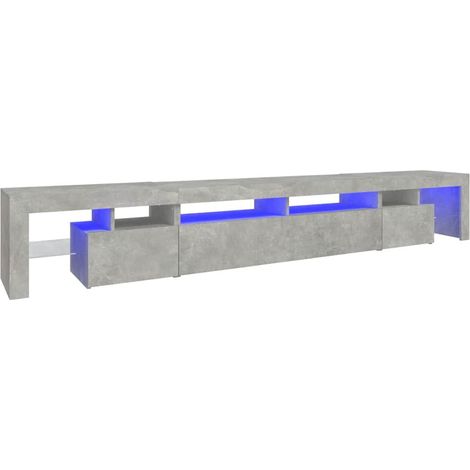 Meuble TV avec LED RVB et Rangement Salon Bois d'ingénierie Gris Béton 260 x 36,5 x 40 cm (1/5)