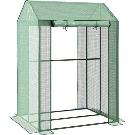 Serre de jardin en PE renforcé avec portes avant et arrière 100 x 80 x 150 cm vert (1/5)