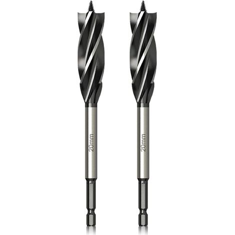 Professional Wood Drill Bit 20mm x 165mm x 2pcs, Snake Drill Bit with Self-Retracting Guide Tip, 1/4 Inch Hex Shank Drill Bit for Woodworking MUMU (1/4)