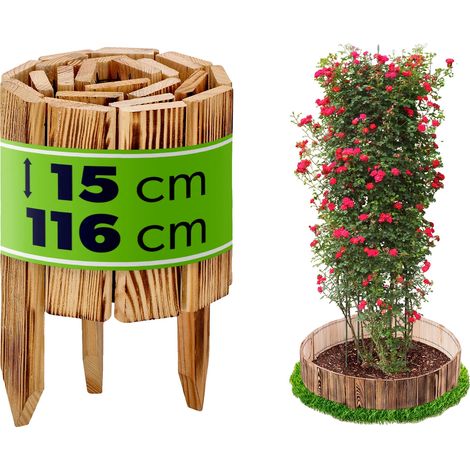 Bordillo para valla de jardín, de madera, 15 x 116 cm, diseño flexible, fácil montaje, material duradero. (1/5)