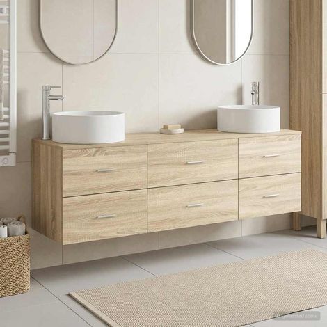 vidaXL Bathroom Furniture Set 3 pcs Sonoma Oak 161.5 x 44.5 x 80 cm (1/5)