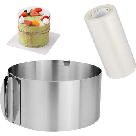 Anneau de gâteau réglable, 16-30 cm, cercle de cuisson avec collerette, en acier inoxydable, rond, pour mousse, moule à gâteau pour la cuisson, la pâtisserie, les desserts (1/5)