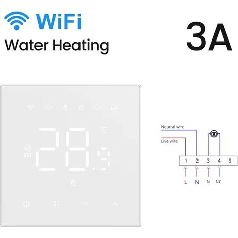 (Chauffage à eau, blanc) Thermostat intelligent WiFi, compatible avec Tuya Smart, Google Smart Home et l'assistant intelligent Alexa. (1/5)