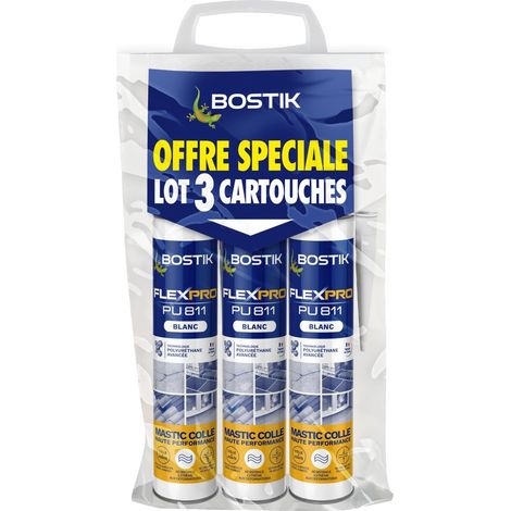 Set mit 3 Flexpro PU 811 BOSTIK Polyurethan-Befestigungskleber, 900 ml, weiß BOSTIK (1/5)