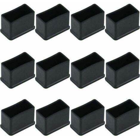 Set di 12 cappucci protettivi rettangolari in feltro e gomma – Neri 15 x 30 mm – Per gambe di mobili – Riduce rumore e graffi