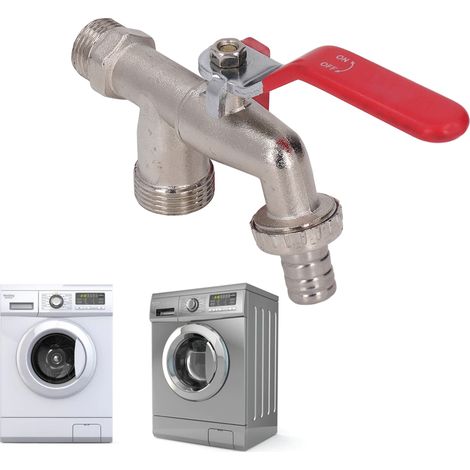 Robinet Double 1 Entrée 2 Sorties pour Machine à Laver, Accessoire Jardin en Alliage de Zinc (1/5)