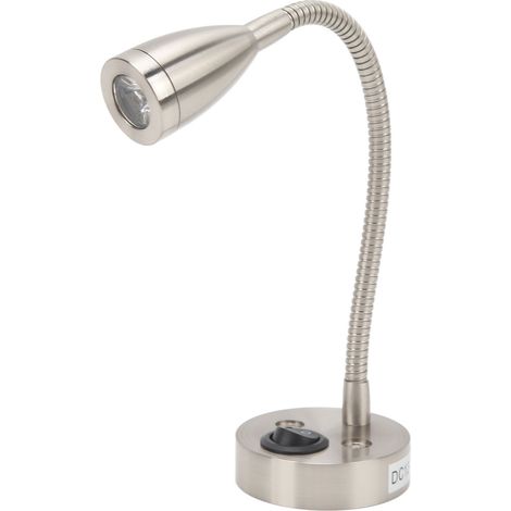 Lampe de chevet LED pour camping-car, rotative à 360°, flexible et à col de cygne, compatible avec les moteurs 12 V à 24 V CC, pour bateaux, camping, camions et voitures, finition nickelée. (1/5)