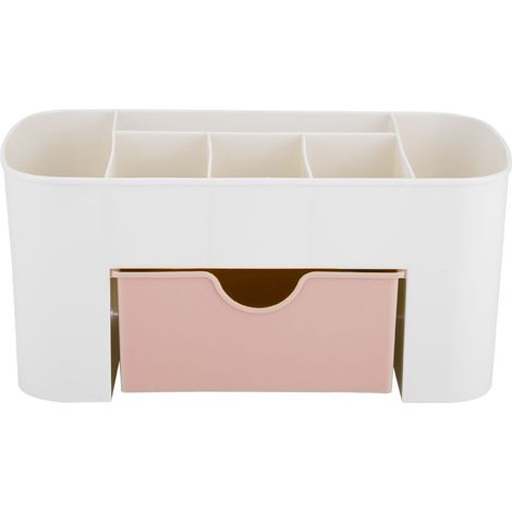 Organiseur de bureau multifonctionnel, tiroir, support de papeterie, boîte de rangement de maquillage, maison rose (1/5)