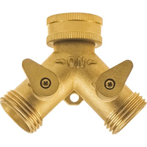 Distributeur de tuyau en laiton à 2 voies, adaptateur de connecteur de tuyau d'arrosage en laiton de 3/4 po (1/5)