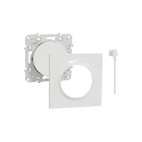 Schneider - Odace 2011 - Va-et-Vient lumineux/Tu00e9moin LED orange + Plaque - Blanc - Ref. : S520263 + S520702 (1/3)