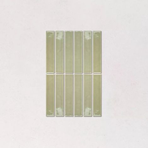 Faience Effet Zellige Vert Clair NOUVELLE 3x16cm Sage