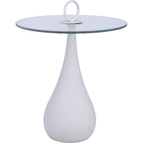 Mesa auxiliar de metal y cristal 40x40x42.5/51h cm (1/5)