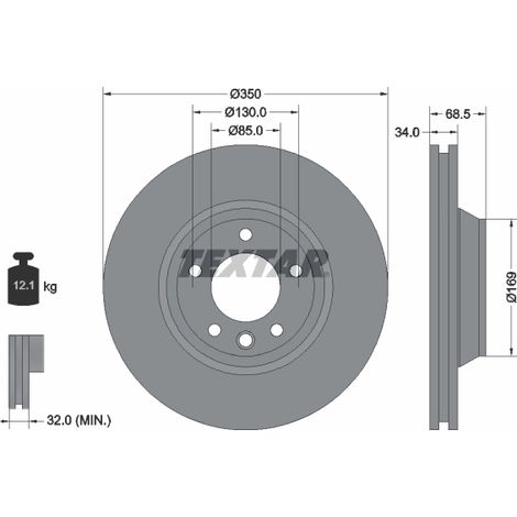 Disque de frein Textar 92121705 AUDI 7L6615301E 7L6615301K 7L8615301 95535140110