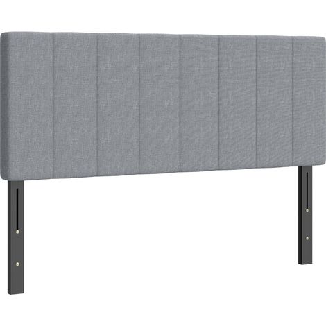 Tête de lit réglable en hauteur 3 positions 160x10x106-126 cm avec pieds en métal et revêtement aspect lin gris (1/5)