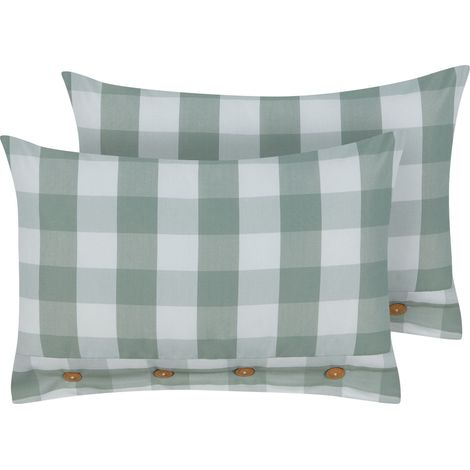 Set of 2 Decorative Cushions TAMNINE 40 x 60 cm Mint Green Checked (1/5)