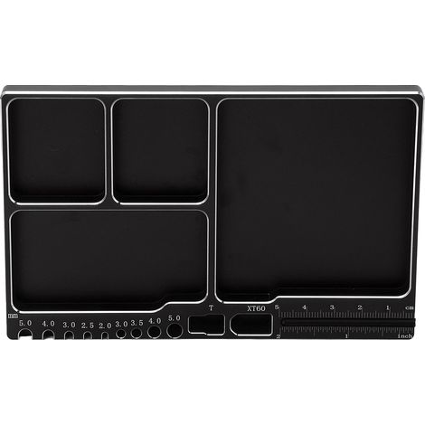 Plateau à vis magnétique en alliage d'aluminium, plateau de pièces magnétiques à large utilisation avec coussin magnétique pour réparation RC, noir (1/5)