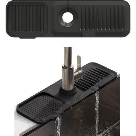 2 Tapis de Robinet en Silicone,45x15cm,Anti-éclaboussures,Séchage,Cuisine et Salle de Bain (1/5)