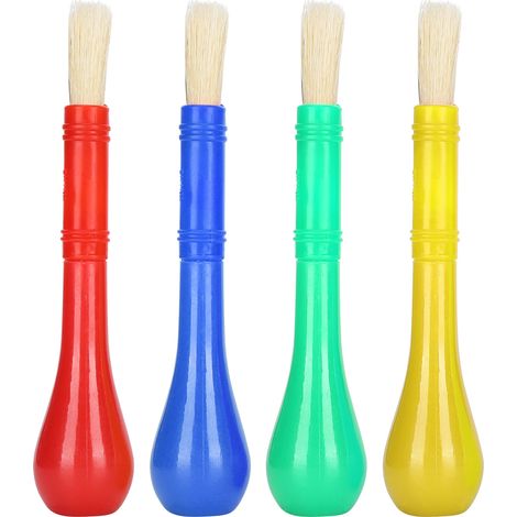4 Pièces Pinceaux Peinture Enfants - Kit Débutant Aquarelle, Huile et Acrylique pour Activités Créatives et Éveil Artistique (1/5)