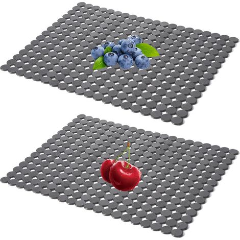 Lot De 2 Tapis Évier Cuisine 40x30 Cm, Tapis De Protection Découpable en PVC, Tapis De Protection d'Évier en Acier Inoxydable, Egouttement Rapide, Contre Les Rayures Et La Saleté (Noir) (1/5)