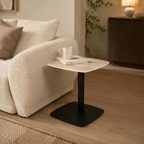 Table d'appoint réglable en céramique effet chêne LUGANO (1/4)