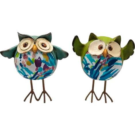 Figuras de búho con patas de resina multicolor 12 cm, set 2 (1/5)