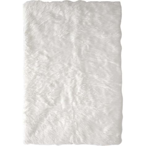 Tapis Rectangulaire 115x170cm Imitation Fourrure Blanche (1/3)