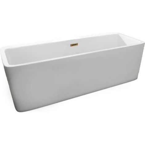 Balneo Baignoire autoportante 170x80cm, rectangulaire, accessoires doré, Acrylique thermoformé 3.5mm, avec pieds réglables, ROMA (1/5)