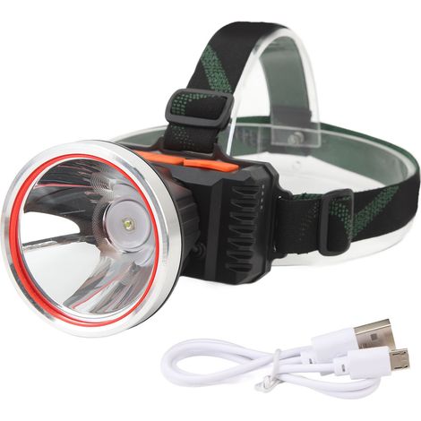 Lampe frontale à induction LED 3 vitesses d'éclairage lampe de poche portable lampe frontale à intensité variable pour la randonnée en plein air pêche bandeau de câble de données blanc (1/5)