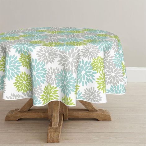 Nappe ronde 140 cm à motif floral, antitache, pour cuisine & fête