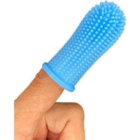 Brosse à dents pour chien. kit de brossage 360°. brosse à dents pour les doigts. brosse à dents pour petits et grands animaux. dentifrice non inclus. lot de 2. bleu