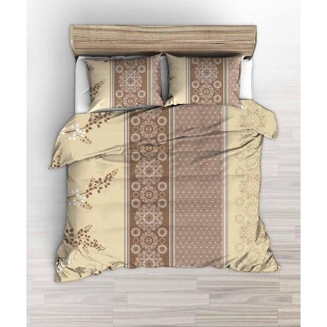 Bettwäsche-Set 160x200 braun beige vertikale Streifen (1/2)