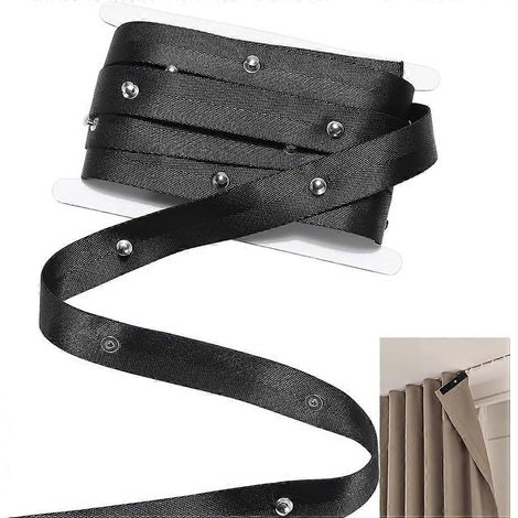 Ruban adhésif noir PandaHall 5m x 3cm pour rideaux, renfort rideaux électriques, remplacement rail rideau, ruban ondulé inox (1/5)