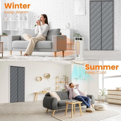 Cortina aislante para puerta - 80 x 200 cm - Magnética - Resistente al frío - Negra (1/5)