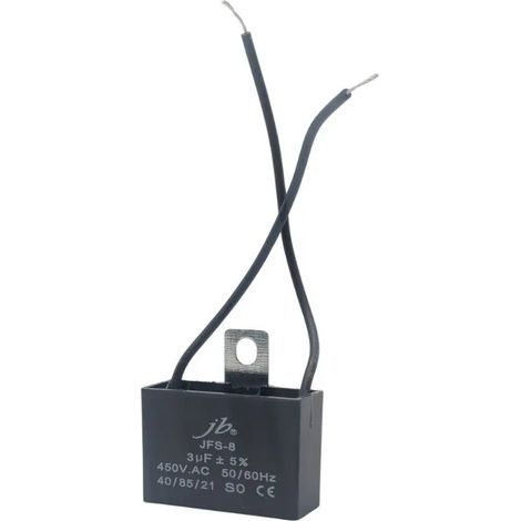 Condensador Trabajo Motor 3uf 450vac Con Cables Fijación Tornillo 38x15x26mm Jb Jfs8a6305j