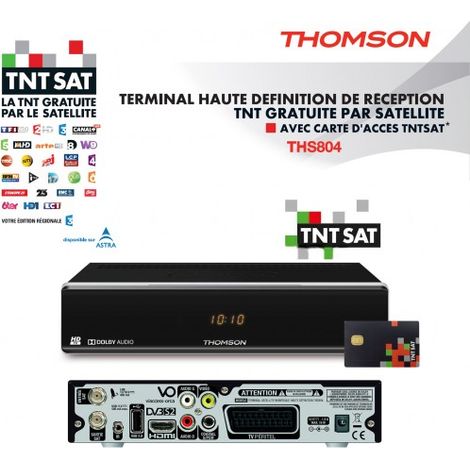 Thomson – Décodeur TNT HD satellite TNTSAT – Récepteur MPEG-4 HD – Installation rapide des chaînes TNT par satellite – Excellente qualité vidéo et audio (1/5)