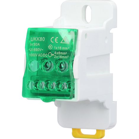 Boîte de Distribution de bornier sur Rail DIN 690V 80A, jonction de conducteur en laiton épissable pour appareils ménagers vert