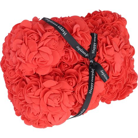 Ours en fleurs de 21 cm, ours en forme de rose rouge, ours artificiel romantique en fleurs pour la Saint-Valentin ou un anniversaire de mariage (1/5)