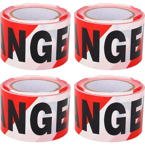 Lot de 4 rouleaux de ruban de signalisation non adhésif, fond rouge et blanc, inscription « Danger » en noir, en PE, résistant à l'eau (1/5)