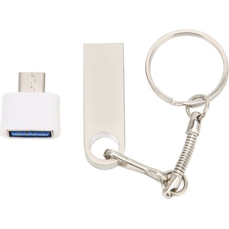 Clé USB 2.0 Type-C 64Go Argent - Disque Flash Haute Vitesse Double Usage Téléphone Portable Ordinateur avec Porte-Clés (1/5)