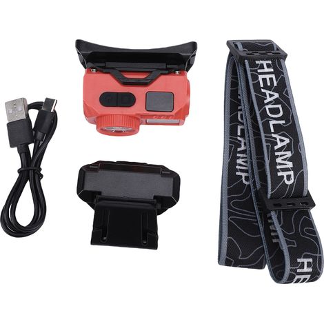 Lampe Frontale Rechargeable LED avec Sensor de Mouvement et Affichage Digital Imperméable IPX4, ABS, 300lm, 700mAh, Kit 5 Pièces (1/4)
