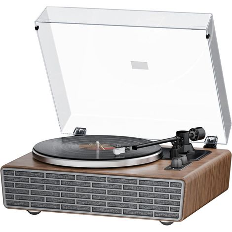 Platine Vinyle,Tourne-Disque avec Haut-Parleur Aigus/Basses,Platine Vinyle Bluetooth avec Micro AT-3600L MM,Préamplificateur Phono, 33/45TR/Min, AUX in/RCA Out (1/5)