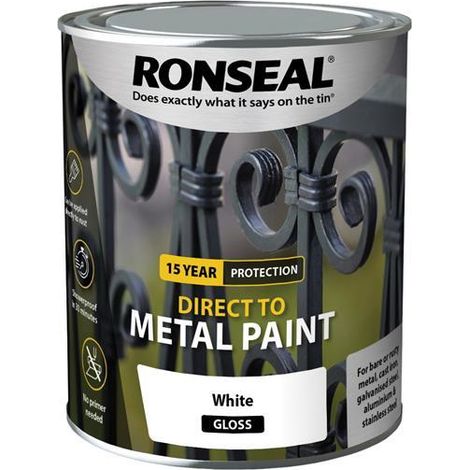 Ronseal 39198 Direct to Metal Paint White Gloss 750ml RSLDTMWG750 (1/3)