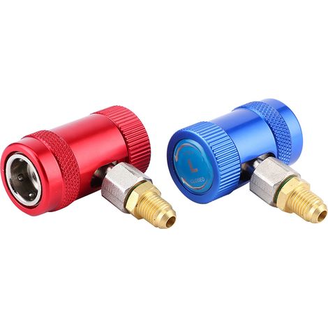 Ortviai Raccords Rapides pour Climatisation R1234yf en Laiton – Coupleur Basse Pression Bleu + Haute Pression Rouge (1/3)