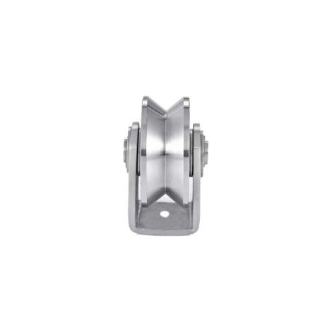7,6 cm Edelstahl-V-Nutrolle, Hochleistungs-Nutrolle, starre Schiebetürrolle, Doppellager für Dreh-Schiebetüren - Crezuo (1/4)