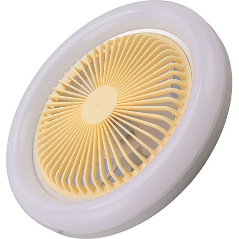 10,2 Zoll (26 cm) LED-Deckenventilator mit 30 W E27-Fassung, Fernbedienung, 3 Windgeschwindigkeitsstufen, 3 Farben, leiser, geschlossener Betrieb, 85–265 V, Gelb (1/5)