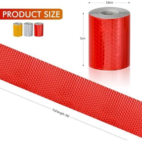 3 Rouleau Ruban Réfléchissant Adhésif 3m x 50 mm Bande Autocollants Reflechissante Réflecteur de Rayon de Vélo Catadioptre pour Véhicules Voitures Remorques Vélos Casques (1/3)
