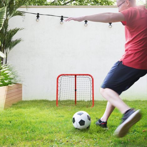 Filet rebondeur de football - métallique - rouge - pliable - réglable en 5 marches - mur de rebond - 78 x 84 x 65-78 cm - Pratique